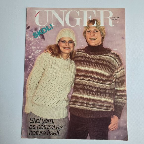 Vintage Unger Skol Yarn Knitting Pattern Book Vol 231 Sweaters & Accessories - Picture 14 of 16